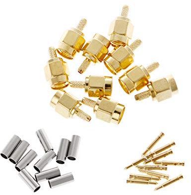 JOYKK 10 Pezzi SMA Maschio Spina a crimpare RG174 RG316 LMR100 Cavo connettore RF - Oro