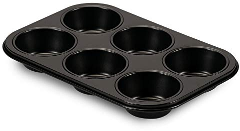 FORMEGOLOSE, Moule 6 muffins 27x18 cm, Acier avec revêtement antiadhésif, Noir