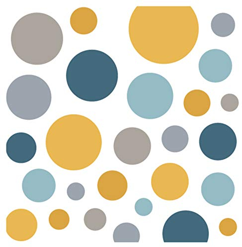 Little Deco Wandsticker 86 Punkte Kinderzimmer Junge Mädchen Kreise | blau gelb Mint | viele Farben Wandtattoo Klebepunkte Wandaufkleber Dots bunt DL390
