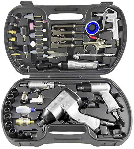 Kit herramientas neumaticas: Pistola impacto + carraca neumática + mini pulidora neumática + pistola de soplado + pistola de soplado recta + accesorios