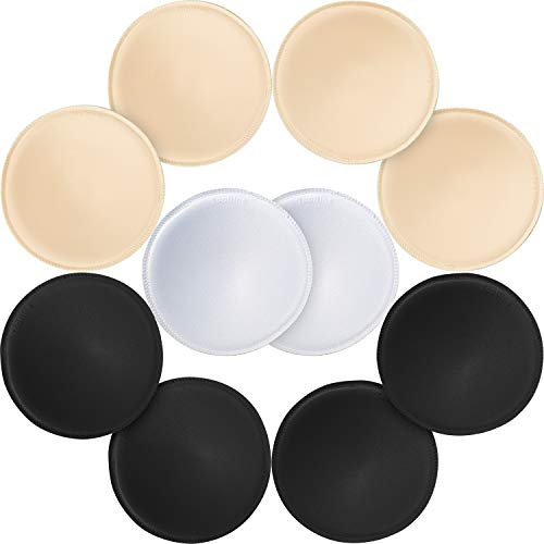 URSMART Round Bra Inserts Pads, Removable and Washable Bra Cups Inserts for Bikinis Top Swimsuit Sport Bra, A/B Beige White Black, A / B