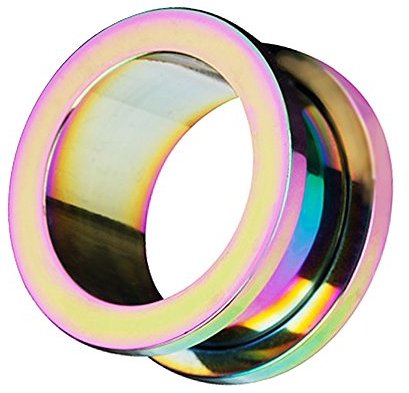 Taffstyle Flesh Tunnel Ohr Piercing Ear Plug Ohrpiercing Schraub Edelstahl Schraubverschluss Einfach Creole 16 mm Rainbow Regenbogen