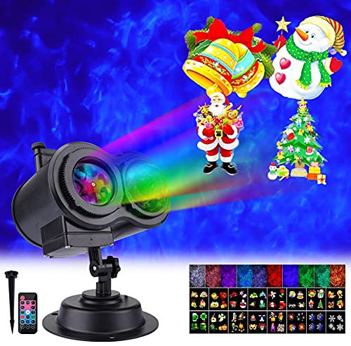 K-Bright Luces Proyector de Navidad, Impermeable Exterior Decoración Luz de Proyector con Control Remoto para Navidad, Halloween, Festivos, Bodas-16 Patrones