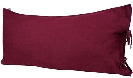 beties Leinen Kissenbezug ca. 40x80 cm 100% Leinen Stone-Washed Kopfkissenbezug mit Hotelverschluss (Merlot-rot)
