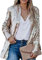 Onsoyours Damen Glänzend Pailletten Jacke Cardigan Langarm Bolero Tops Kurz Oberteile Eleganter Blazer Glitzer Party Outfits Clubwear A Gold XL