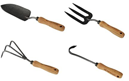 Teak Gartenwerkzeug Set Casoli 4-TLG. geschmiedet Teak Griff Premium