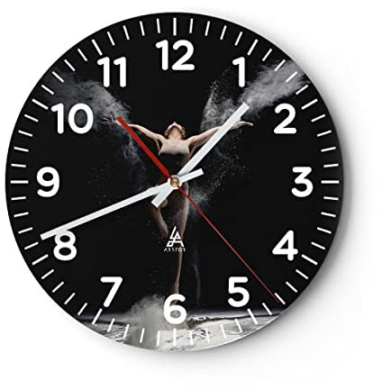 Modern Wanduhr Fotografie Tanz Flügel 40x40cm Rund Groß Wand Uhr Glas Analog Zimmeruhren Küche Büro Wohnzimmer Glasuhr Wall Clock Dekoration Design Wanddekoration Küchenuhr C4AR40x40-4306