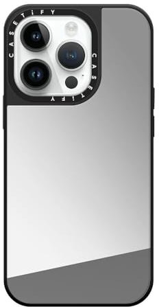 CASETiFY Mirror iPhone 14 Pro Hülle [Reflektierend/1,5 m Fallschutz/Kompatibel mit Magsafe] - Silber auf Schwarz