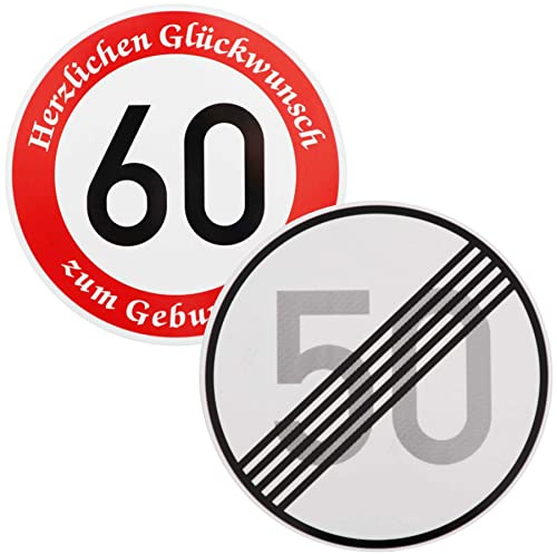 Original 2 x Verkehrszeichen Nr. 278-50 Ende 50 km/h und Nr. 274-60 60 km/h Schilder Straßenschild Verkehrsschild Geburtstagsschild zum 60 Geburtstag
