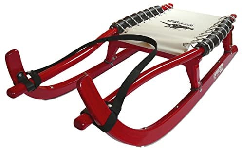 German Luge GL Rodel 95 cm Farbe rot Gurtband Laufschiene Edelstahl, Sitz weiß