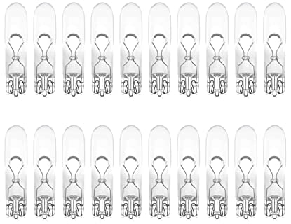 Magnet – Set mit 20 T5 12V 1.2W W2x4.6d Lampen – Warmweiß 3200K – Für Armaturenbrett, Kontrollleuchten, Tacho – Auto und Motorrad