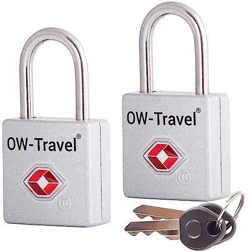 OW-Travel Candado con Llave TSA. Cerraduras para maletas. Candado para Taquilla. Candados para mochilas y maletas. Candado Taquilla Gimnasio. TSA candado seguridad equipaje con Llaves Plata 2