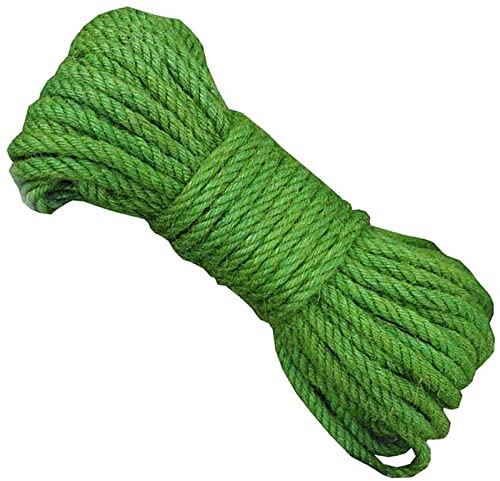 ZEALMAX Corda di canapa naturale al 100%, 10 mm × 20 m (65 piedi), corda di iuta per legatura, decorazione da giardino, corda per giocattoli per animali domestici, verde