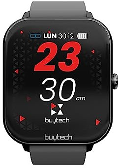 TECHMADE Smartwatch Buytech Uomo Donna, Funzione Chiamata, Cardiofrequenzimetro/SpO2/Sonno/Contapassi, Sport, Notifiche Orologio Digitale per iOS Android (nero)