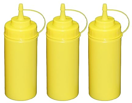 3 Stück gelbe Quetschflaschen 0,49 Liter Dosierflasche Spenderflasche Dressingflasche
