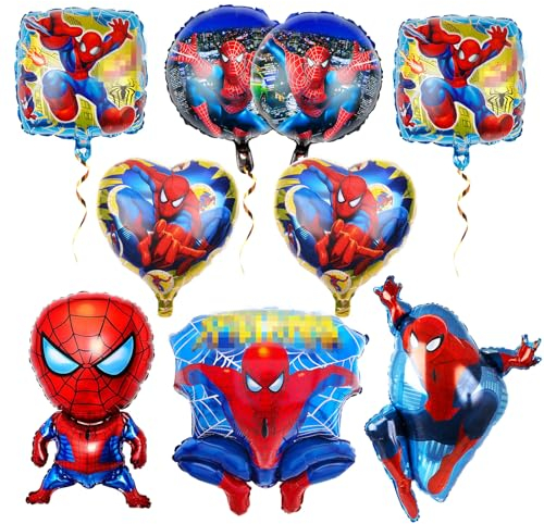Kindergeburtstag Deko, 9 Stück Folienballon Rot Blau Geburtstag Kit, Große Größe Folienballons Dekoration, Geburtstagsdeko Junge für Thema Party Partei Hintergrunden