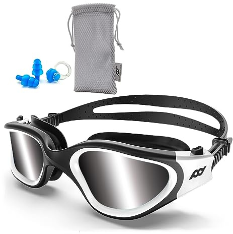 POLARS DESIGN Occhiali da nuoto per uomini e donne, polarizzati, protezione UV, anti-appannamento, cinturino regolabile, occhiali da nuoto professionali comodi per adulti