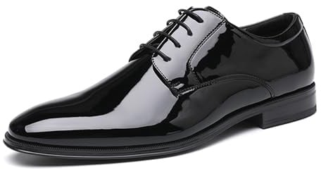 DECARSDZ Mens Classic Formal Oxford Lace-up Patent Leather Shoe for Men Wedding Suit Tuxedo Dress Shoes