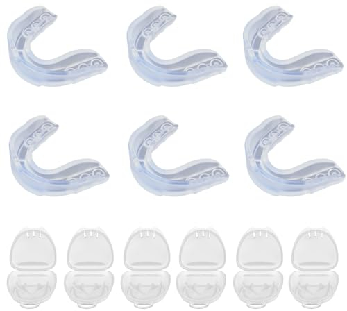 6 Stücke Sport Zahnschutz Mundschutz Boxen Herren, Mundschutz Boxen, Sportmundschutz für Boxen, Kampfsport, MMA, Muay Thai, Hockey, Schützt Zähne, Zahnfleisch & Kiefer (Transparent)