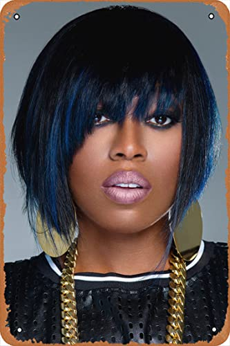 Zuhhgii Musik-Metallschilder, Vintage-Stil, Missy Elliott, Hip-Hop-Künstler, Poster, Hip-Hop, Wandkunst, Retro-Dekor, Blechschild, 20,3 x 30,5 cm
