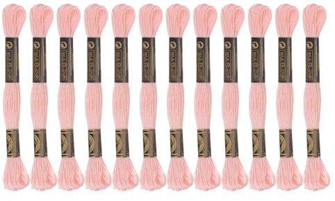 sourcing map 12 matasse di filo da ricamo da 8 m ciascuno, in fibra di cotone egiziano, per punto croce, progetti di ricamo e bracciali, pesca
