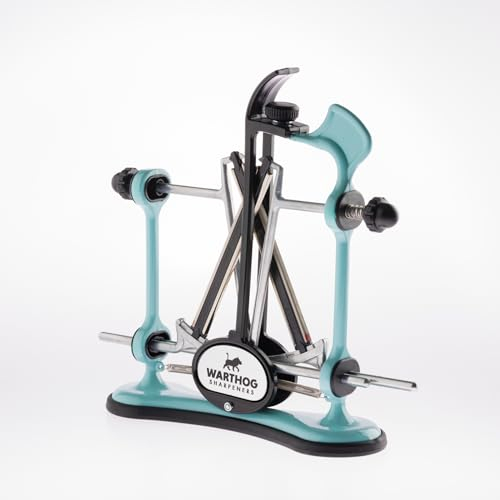 Warthog Sharpeners V-Sharp A4 Messerschärfer Aqua Blau, mit 4 verschiedenen Schleifwinkel – Messerschleifer für alle Messer, wie Jagdmesser, Küchenmesser, Schnitzmesser, Fleischermesser, uvm.