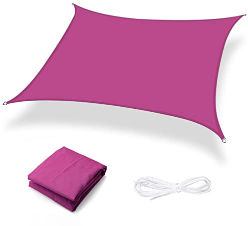 Lingle888 Sonnensegel Sonnenschutz Sonnendach Wasserdicht 98% UV-Schutz Balkon Viereck Rechteck Quadrat Winddicht 8Tage Transport 420D 10Farbe 25Größe (1x1.2,Rose)