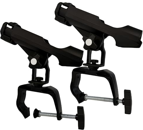 Fishing Boat Rods Holder with Large Clamp Opening 360 Degree Adjustable Fishing Rod Racks Folding Holder