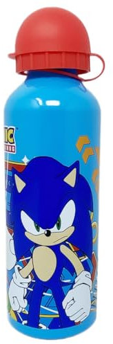 CARTOON Botella de aluminio Sonic botella con chupete para niños de 500 ml