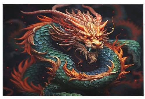 LFDSYEOQ Tapis d'extérieur lavable, motif dragon chinois, tapis de salon, tapis antidérapant et résistant aux taches pour paillasson, sol, entrée, etc