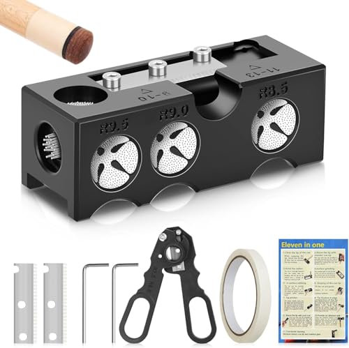 10-in-1 Billiards Pool Cue Tip Shaper, Pool Cue Tips Replacement Kit, Pool Cue Shaper, Pool Cue Tip Tool, Pool Cue Tips Repair Tool for Replacement and Shaping Cue Tips (10-in-1)