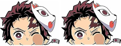 Anime Peeker Sticker für Auto, Laptop & Co - 2 Stück,12 cm - Wetterfest & UV-beständig (Tanjiro2)