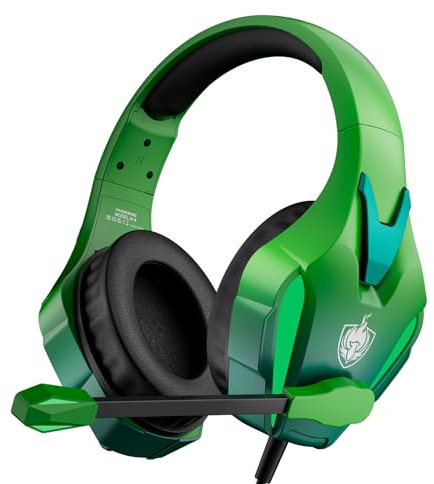 YOTMS PS4 Gaming Headset for Xbox One, PS5, PC, Wired Gaming Headset with Bass Surround, Over Ear Headphones with Mic, 3.5mm interface (Green)