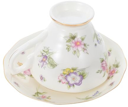 SHOWERORO 1 Juego Taza De Café y Plato Taza De Café Expreso Kit De Taza De Té Taza De Jugo Decoración Dorada Taza De Café Con Plato Taza De Té Británica Porcelana Blanca y Translúcida