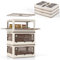 COSTWAY 90L/132L Stackable Storage Boxes with Lids, 3-Tier Large Collapsible Storage Bins with Wheels & 5 Open Doors, Foldable Plastic Storage Containers Organiser for Bedroom Living Room (90L)