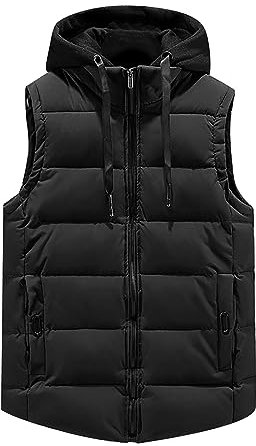 Gilet sans Manche Femme Grande Taille, Doudoune Femme Hiver à Capuche Détachable Couleur Unie Matelassée avec Fermeture éClair Courte Manteau Chaude Basique à La Mode Décontractés Confortable Vestes