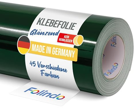 FOLINDO Möbelfolie selbstklebend Glanz Vinyl - langlebige Möbel Klebefolie 060 Dunkelgrün 5 m x 31,5 cm - Klebefolie Küche - selbstklebende Folie Möbel - moderne Schrankfolie versch. Größen