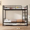 MSMOK Eisenbett, Etagenbett, Geeignet für Kinder und Jugendliche, mit Ausziehbett, Vier Seitengitter am oberen Bett, Eisen, 90x200cm&90x190cm (Schwarz)