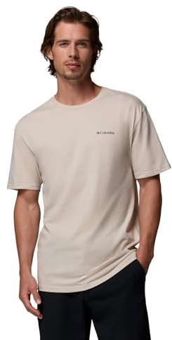 Columbia Men's CSC Basic Logo Short Sleeve, Short Sleeve T-Shirt, Dark Stone/Lc Gem Columbia, Large