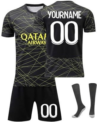 Maillot de Foot Personnalisé Enfant et Adultes avec Nom Numéro de L'équipe, 25 Maillot de Foot Enfant Ensemble Garçon Vêtements de Football Strips Tee Shirt Short avec Chaussette Gifts 10