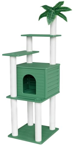 MAOHEGOU 183.9 cm Hoch Katzenbaum Outdoor Katzenhaus Wetterfest Groß Katzenhaus mit Katzenkratzbaum für Outdoor und Indoor Katzentürme