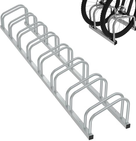 FIVMEN - Cavalletto per biciclette per 8 biciclette, supporto per biciclette, cavalletto da pavimento, montaggio a pavimento e a parete, distanza tra le ruote 37 cm, zincato, supporto multiplo per