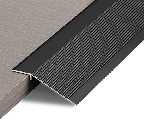 Aluminum Floor Transition Strip Door Bar,Floor Bar for Doorways Threshold Ramp Tile Laminate Planks,Bridge The Height Between 10-35mm(Black,0.9m × 10cm)