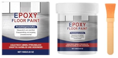 Peinture de sol époxy effet marbre brillant - 100 g - Gris - Imperméable - Pour béton/carrelage - Pour l'extérieur - Facile à utiliser - Pores scellés pour éviter les fuites