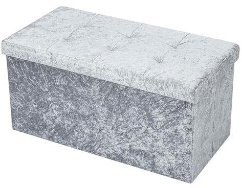 CROWNSHOP Velvet Ottoman Stool Large Ottoman Storage Box Foot Stool with Storage for Living Room Bedroom 76 * 38 * 38CM