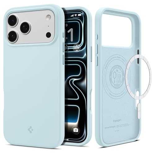 Spigen iPhone 17 Pro Max Hülle Silicone Fit MagFit -Mute Blue | Kompatibel mit MagSafe, Silikon Hülle, Anti-Dust & Fingerprint, Military-Grade Schutz