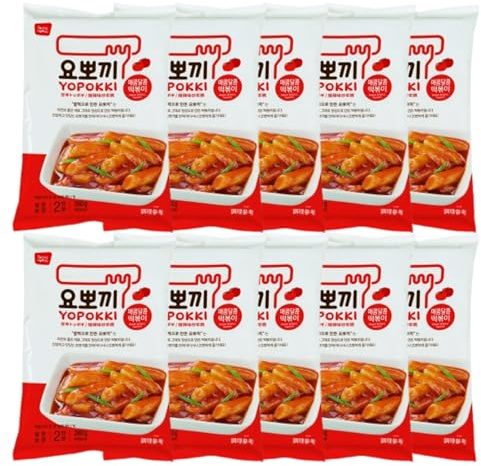 EasyCookAsia Tteokbokki im Beutel | Süß & Sauer 140g x 10er | Koreanischer Reiskuchen im Pouch | Ready-to-Eat K-Streetfood für Zuhause (10er, Süß & Sauer)