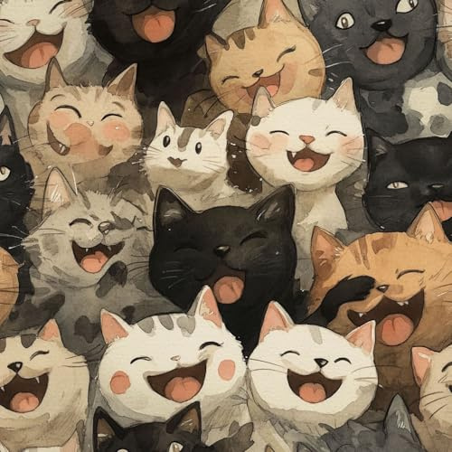 Wandbelag selbstklebend Süße Haustiere Cartoon Katzen Tiere einfach anzubringen Klebefolie Muster Möbelfolie Selbstklebend Möbelaufkleber Wasserdichte Klebetapete Vinyl Folie für Möbel Wand Schrank K