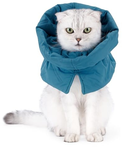 Cat Recovery Collar Dog Neck Collars After Surgery Soft Adjustable Cat Protective Collar for Prevent Licking and Bite, Rehabilitation, Keep Warm (Blue, S)
