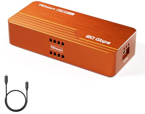 TESmart 80 Gbit/s Boîtier M.2 SSD NVMe avec puce ASM2364, haute vitesse 7 000 Mo/s | Compatible Thunderbolt 5/USB4 v2/USB 3.2 Gen 2x2 (20 Gbit/s), SSD PCIe 5.0 | Refroidissement intelligent |Aluminium